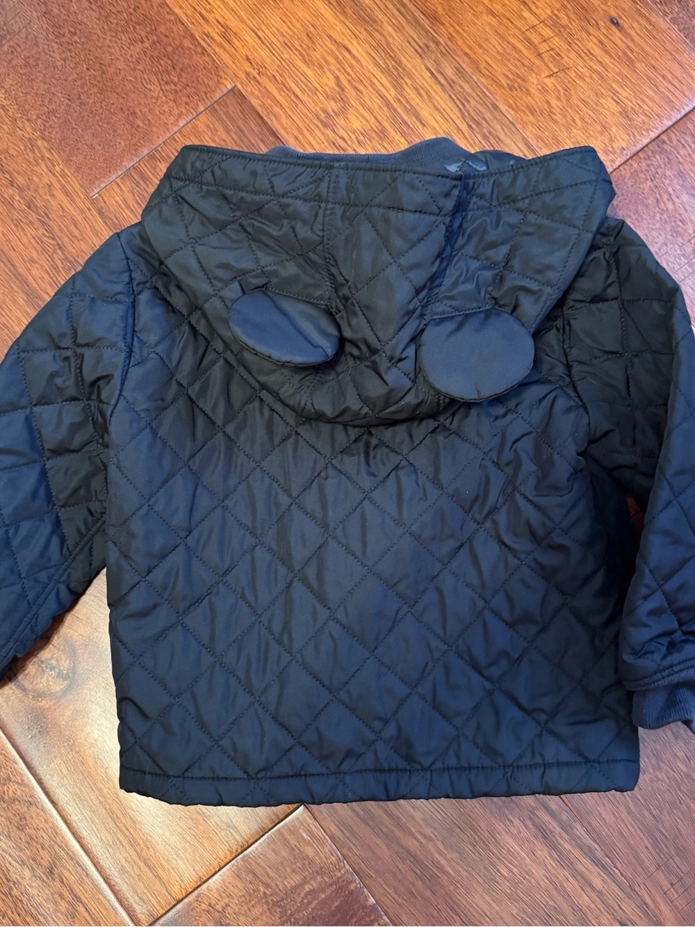 Mickey Mouse GAP Black Quilted Hooded Puffer Jacket with Ear Detail - Picture 3 of 3